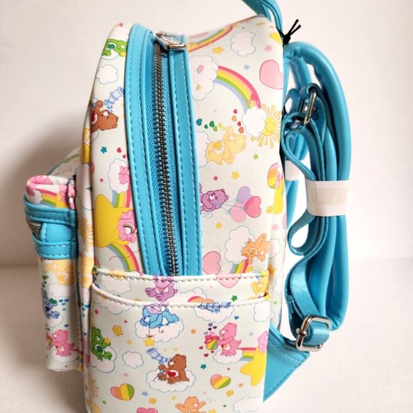 Loungefly Care Bears Mini Backpack 40th Anniversary All Over Pattern Bag - Picture 2 of 11